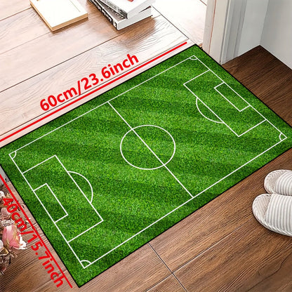 Skorter | Football Field Pattern Rug - Non-slip Washable Lounge Mat For Living Room, Bedroom, Garden or Game Room