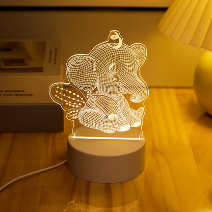 Skorter | AngelElephant - 3D Illusion LED Night Light, USB Powered Table Lamp