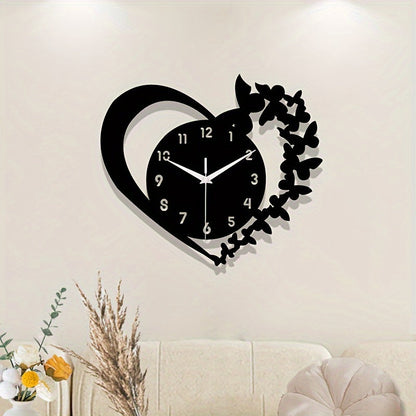 Skorter | Silent Heart-Shaped Acrylic Wall Clock - Frameless Love Design for Living Room, Bedroom & Office