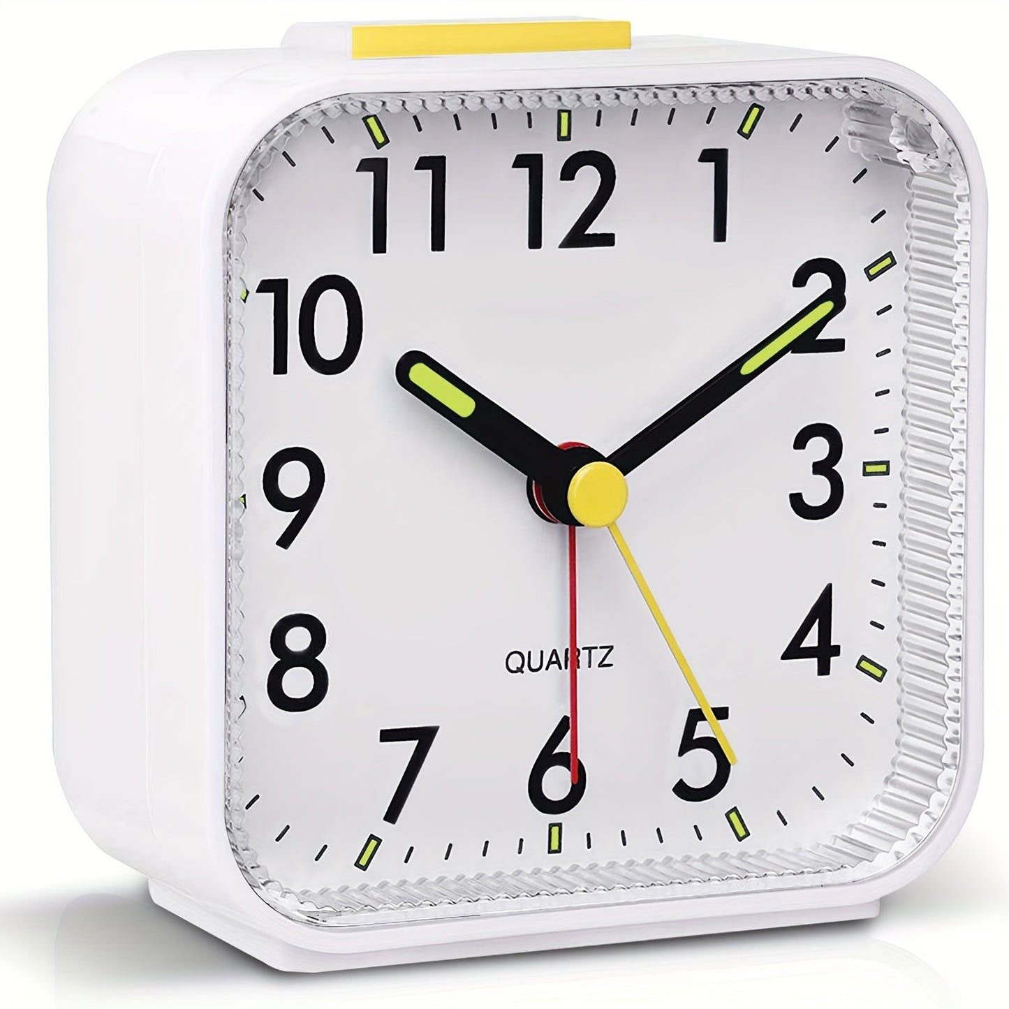 Skorter | TimeRest - Classic Square Travel Alarm Clock with Snooze and Glowing Hands