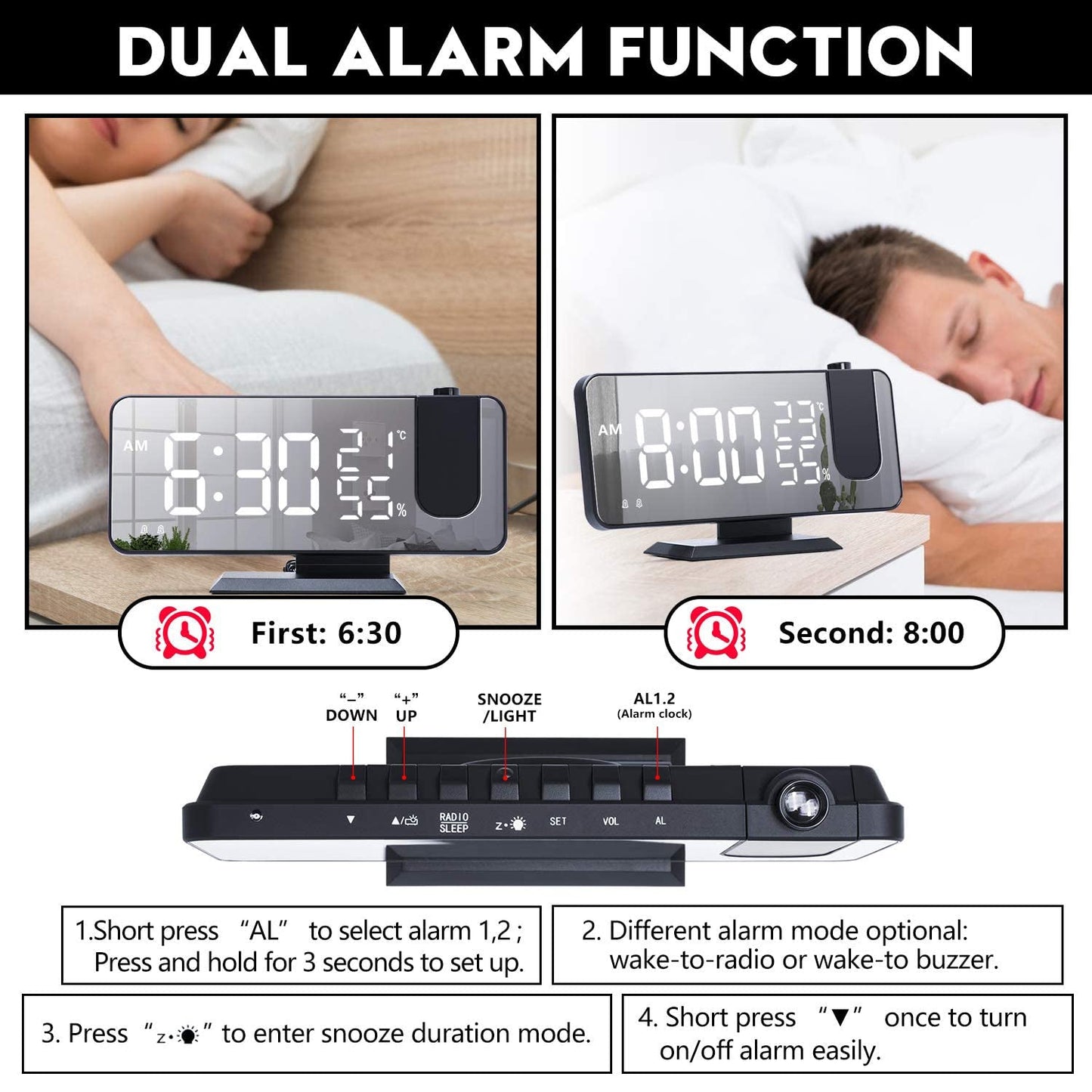 Skorter | Bedroom Projection Digital Alarm Clock