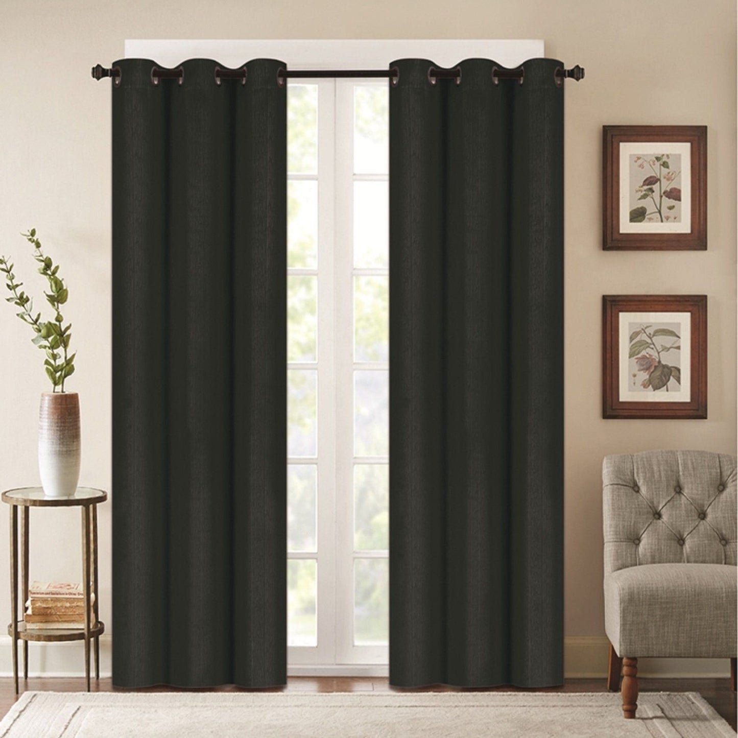 Skorter | Benham Embossed Solid Color Blackout Grommet Panel Pair