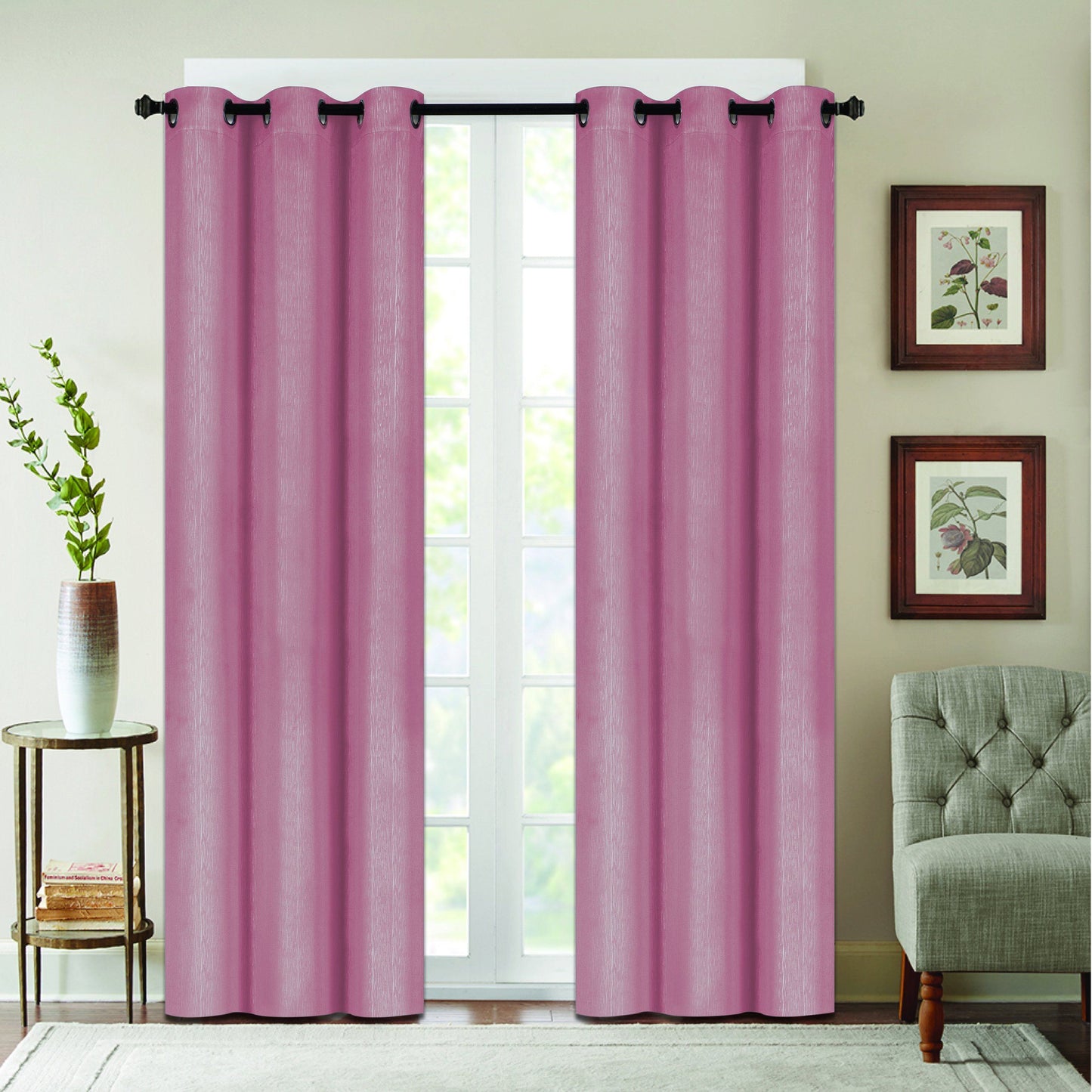 Skorter | Benham Embossed Solid Color Blackout Grommet Panel Pair