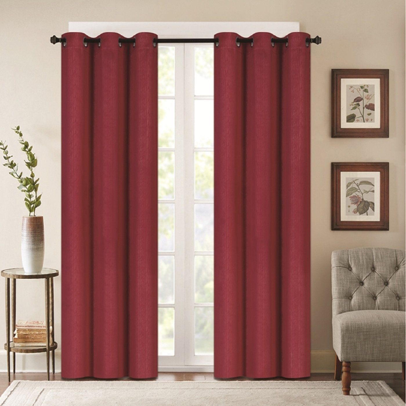 Skorter | Benham Embossed Solid Color Blackout Grommet Panel Pair