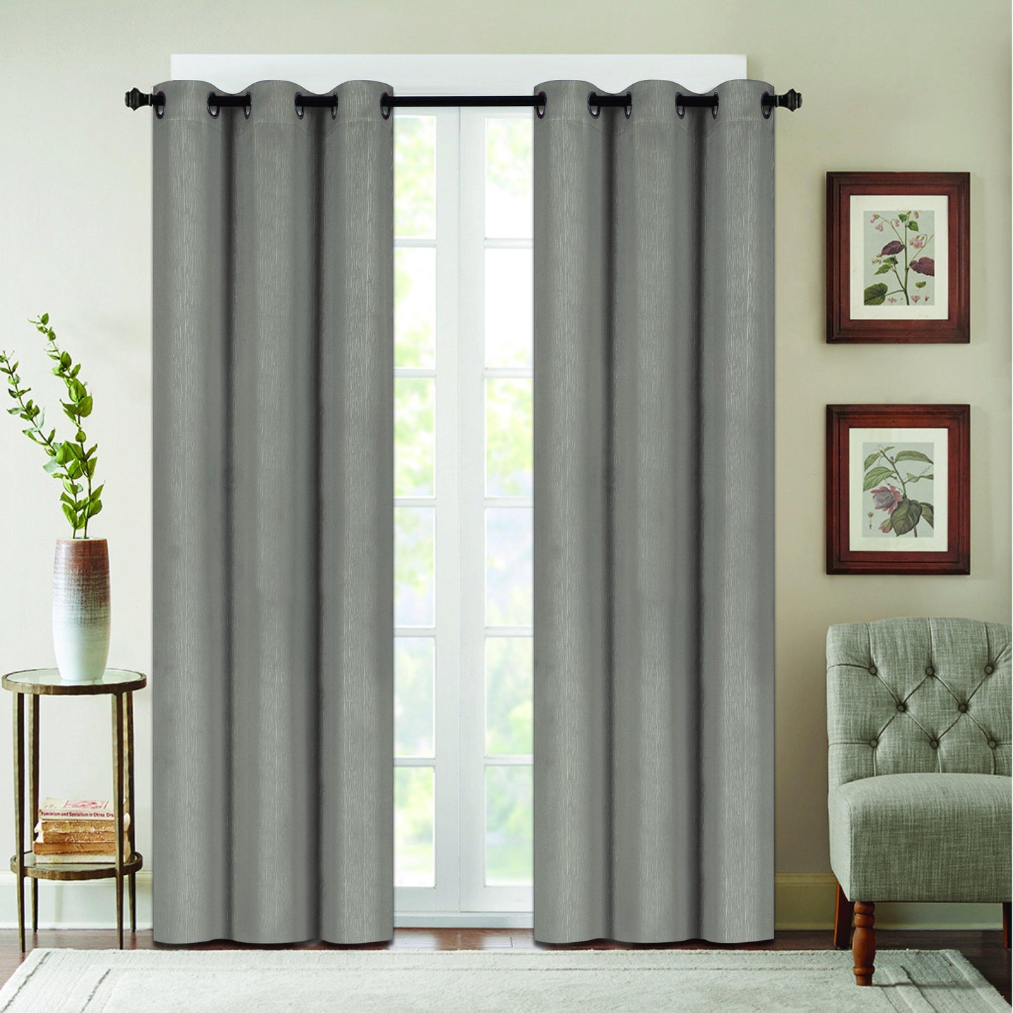 Skorter | Benham Embossed Solid Color Blackout Grommet Panel Pair