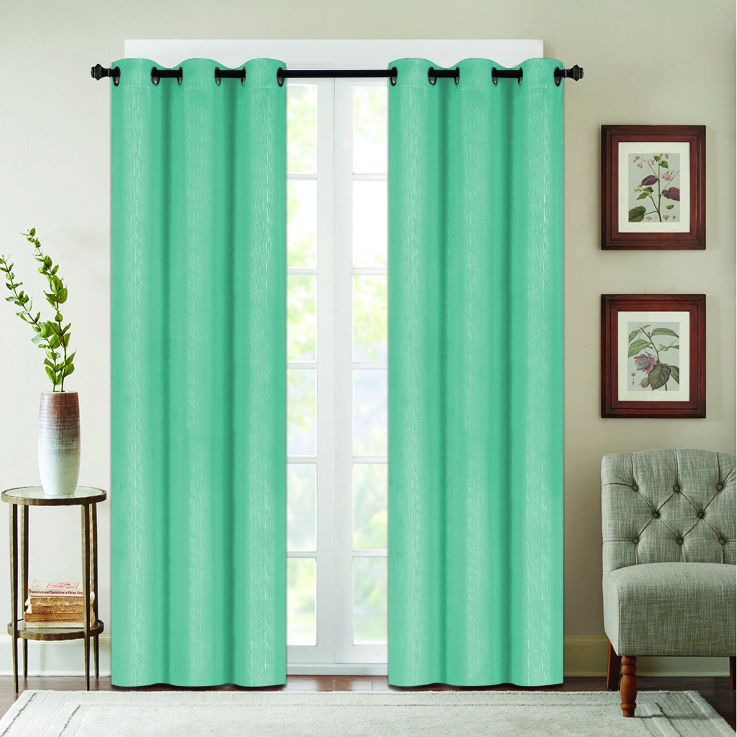 Skorter | Benham Embossed Solid Color Blackout Grommet Panel Pair