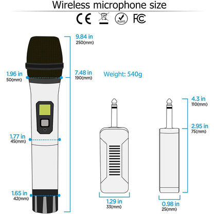 Skorter | Bietrun Wireless UHF Metal Dual Handheld Dynamic Microphone System Karaoke