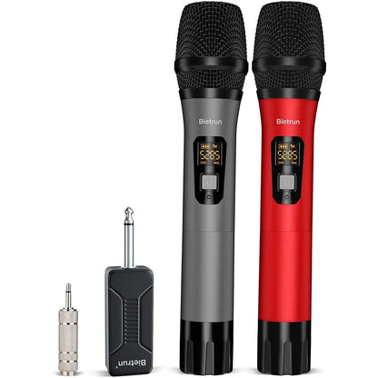 Skorter | Bietrun Wireless UHF Metal Dual Handheld Dynamic Microphone System Karaoke