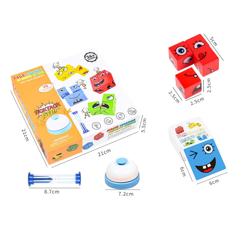 Skorter | Children's Wooden Face Changing Magic Cube Building Block Toy Set