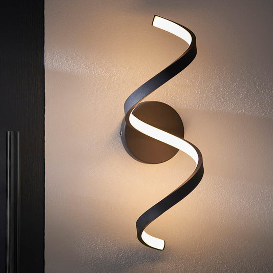Skorter | Black LED Twisted Outdoor Wall Lamp