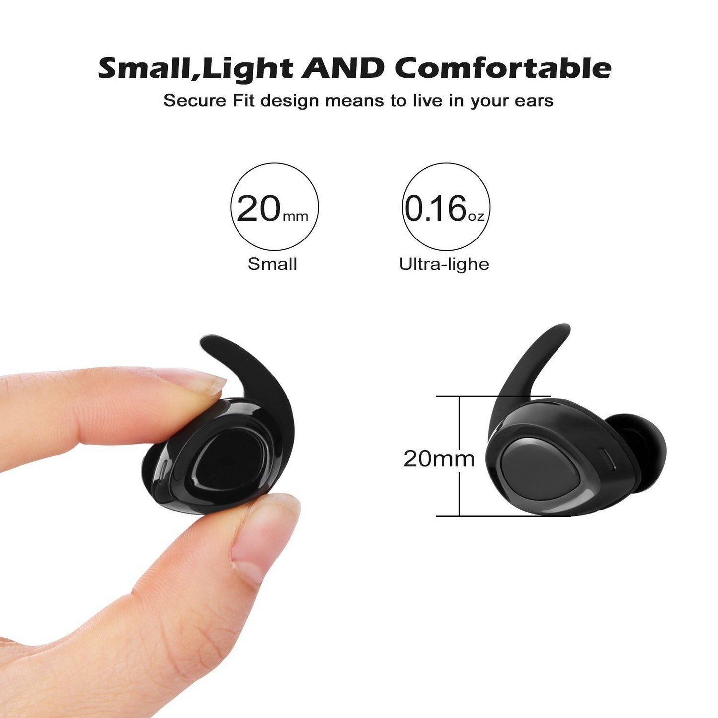 Skorter | Black Mini Wireless Bluetooth Twin Earbuds Mic True Bass Stereo In-Ear TWS Headphones