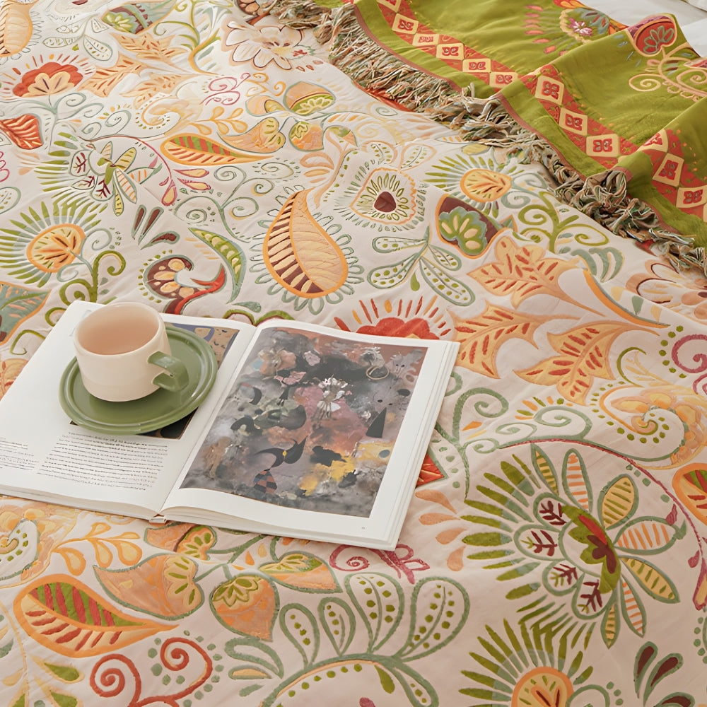 Skorter | Autumn Leaf Boho Reversible Blanket