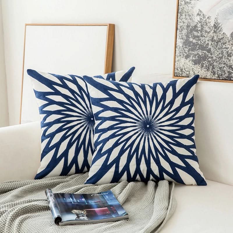 Skorter | Blue Embroidered Decorative Pillow Cover