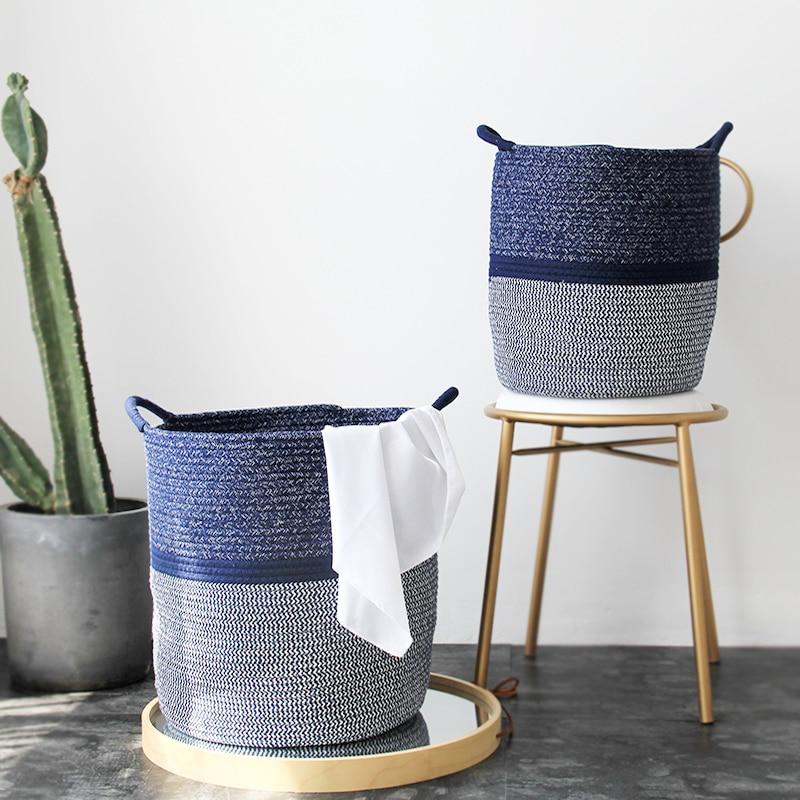 Skorter | CoastalNest Storage Baskets with Handles | Blue Coastal Decorative Baskets | Functional & Stylish Organization
