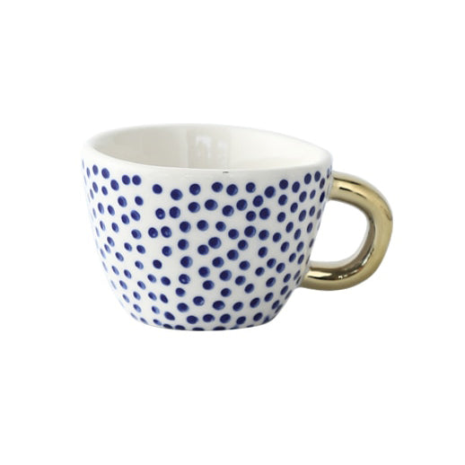Skorter | Cup with abstract geometric pattern and gold handle