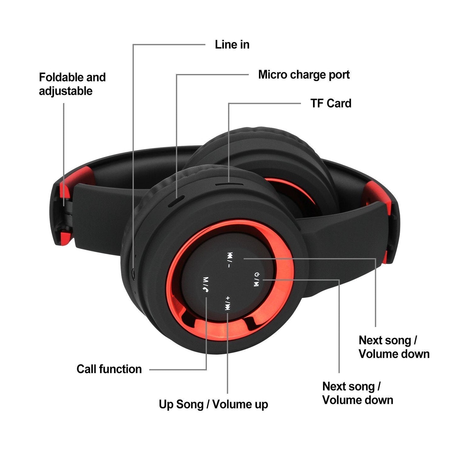 Skorter | Bluetooth Headset Wireless Hi-Fi Stereo Foldable Headphones