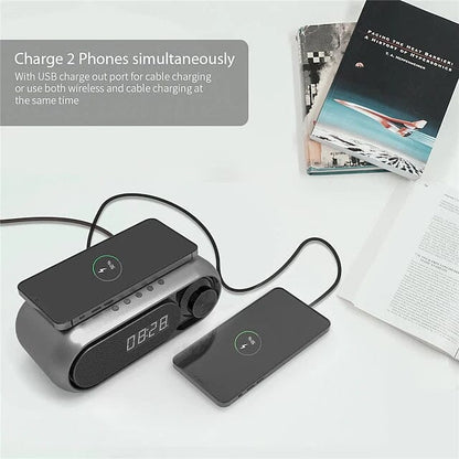 Skorter | Bluetooth speaker Wireless Charger with Alarm Clock