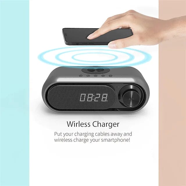Skorter | Bluetooth speaker Wireless Charger with Alarm Clock