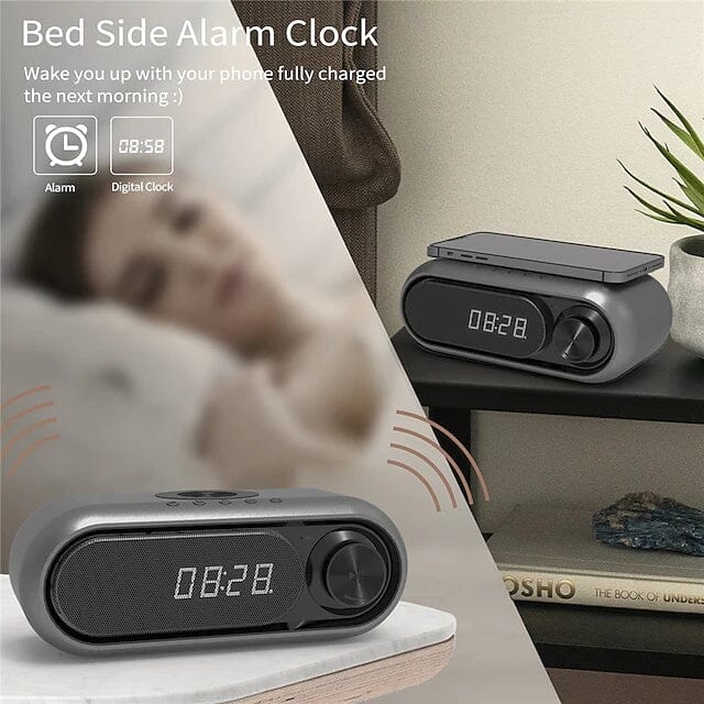 Skorter | Bluetooth speaker Wireless Charger with Alarm Clock