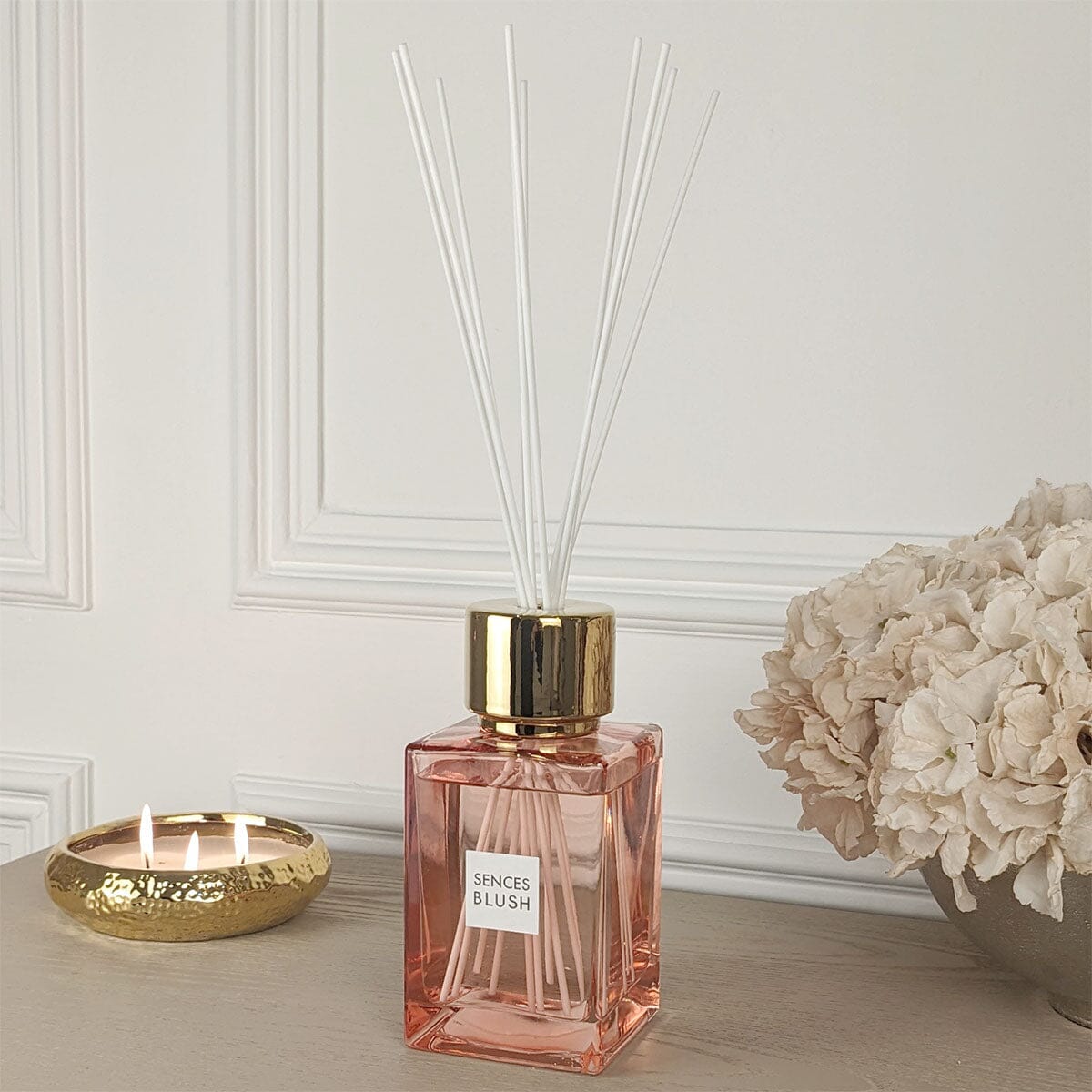 Skorter | Blush Rose Fragrant Pink & Gold Large Reed Diffuser - 500ml