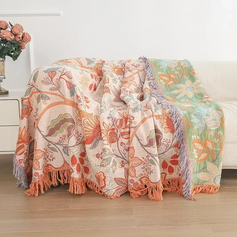 Skorter | BohoWeave – Cotton Reversible Blanket with Jacquard Boho Pattern