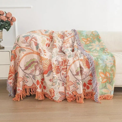 Skorter | BohoWeave – Cotton Reversible Blanket with Jacquard Boho Pattern