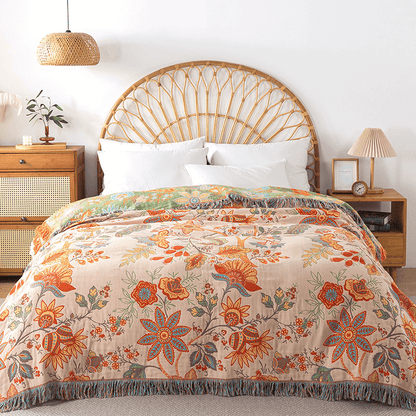 Skorter | BohoWeave – Cotton Reversible Blanket with Jacquard Boho Pattern