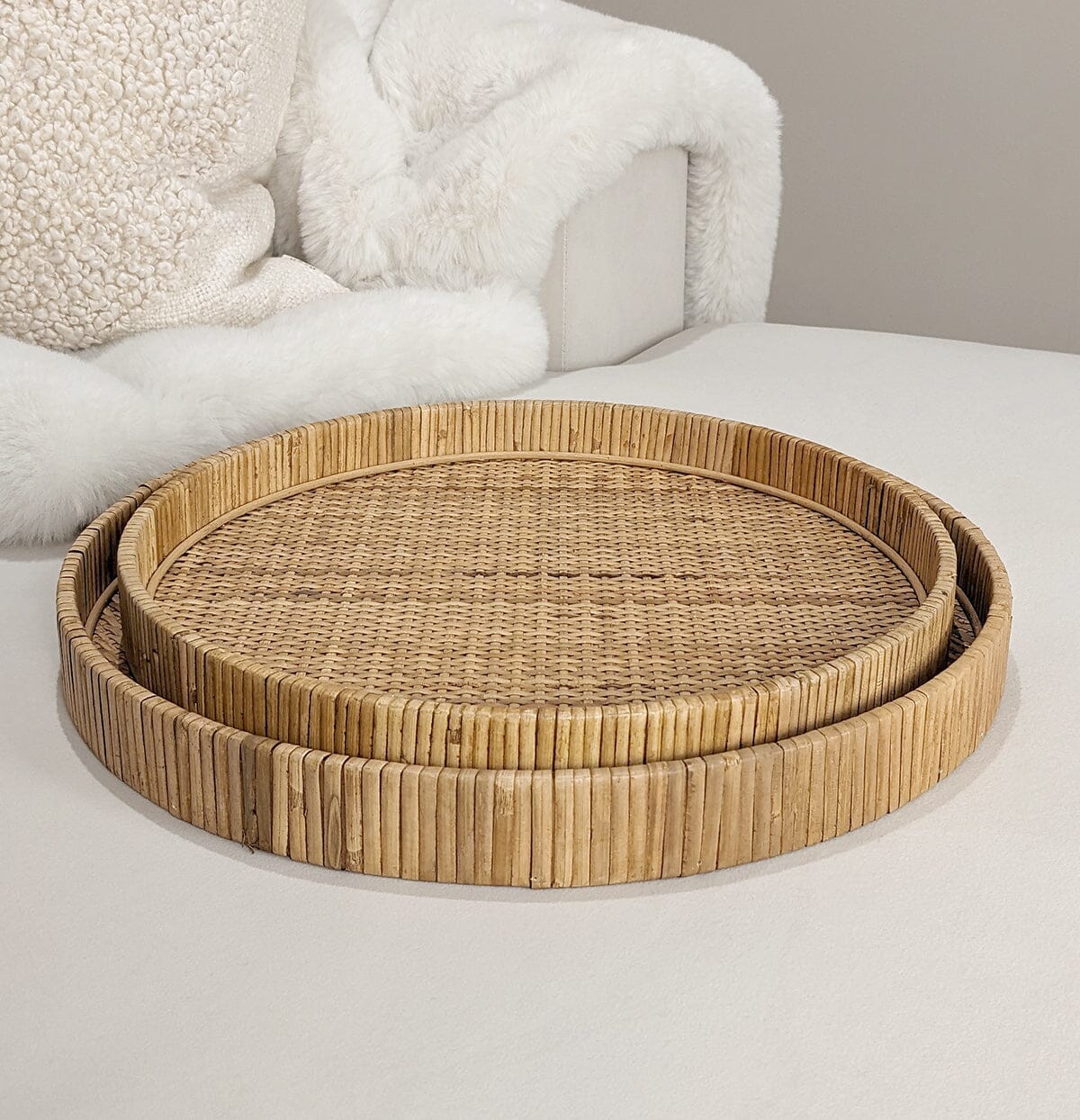 Skorter | Bree Set with 2 Natural Rattan Round Plates