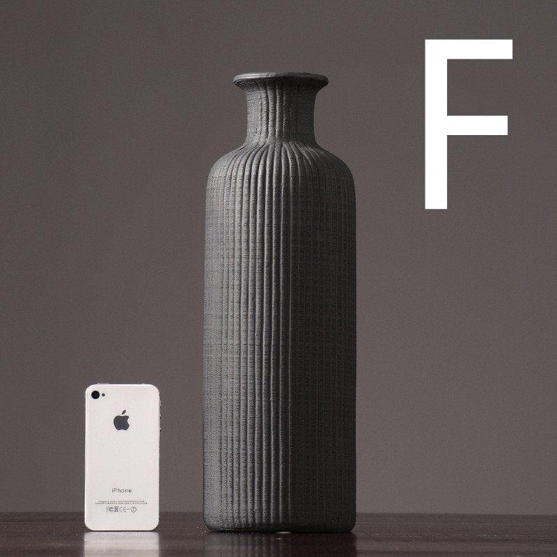 Skorter | Brown Beige Gray Ceramic Flower Vase Pot │ Home Decoration Item