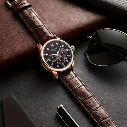 Skorter | Brown Leather Fashion Quartz Watch