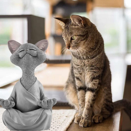 Skorter | Buddha Cat Figurine – Zen Garden Decoration