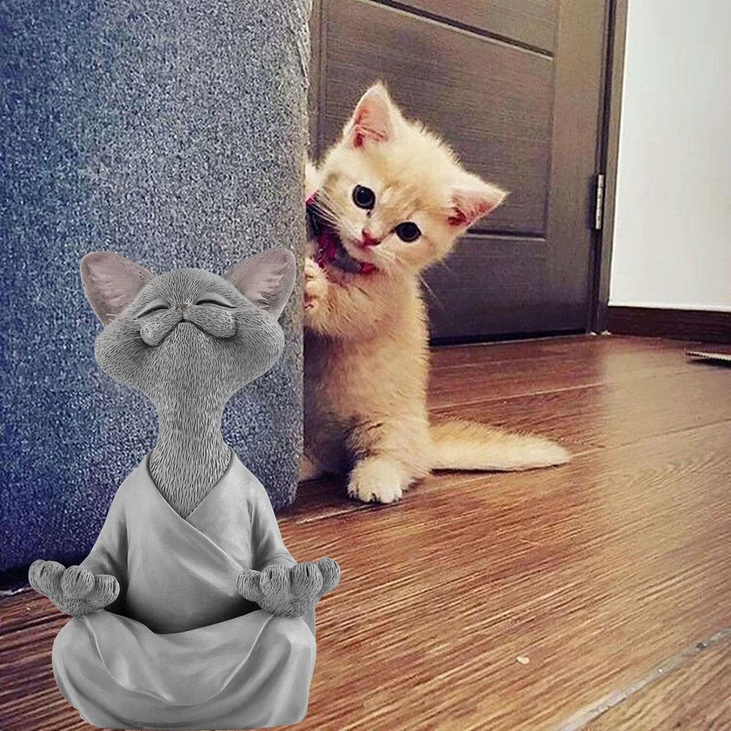 Skorter | Buddha Cat Figurine – Zen Garden Decoration