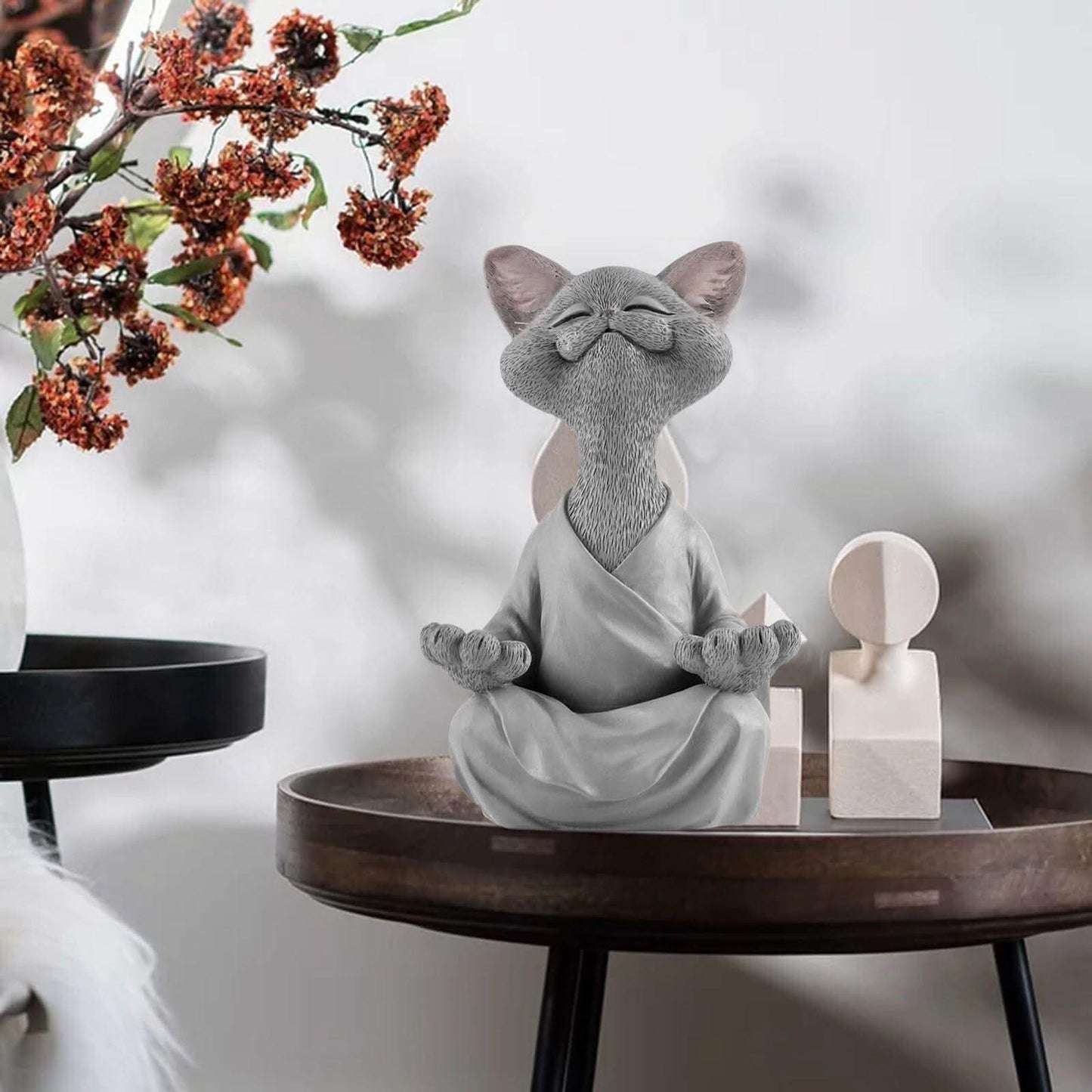 Skorter | Buddha Cat Figurine – Zen Garden Decoration