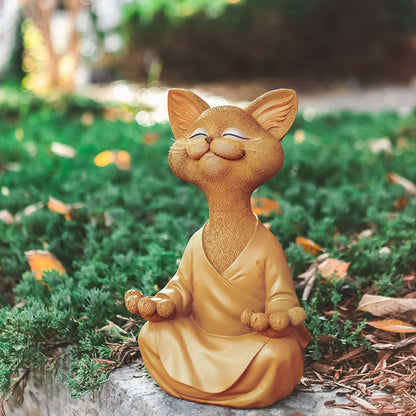 Skorter | Buddha Cat Figurine – Zen Garden Decoration