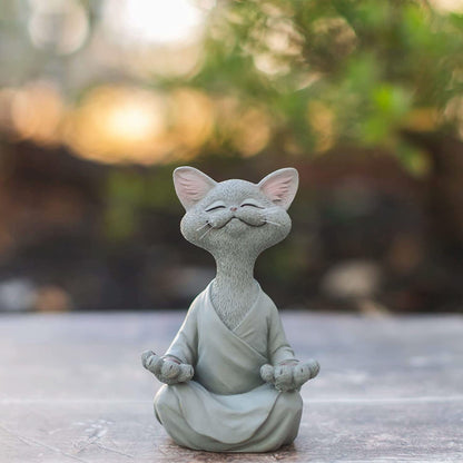 Skorter | Buddha Cat Figurine – Zen Garden Decoration