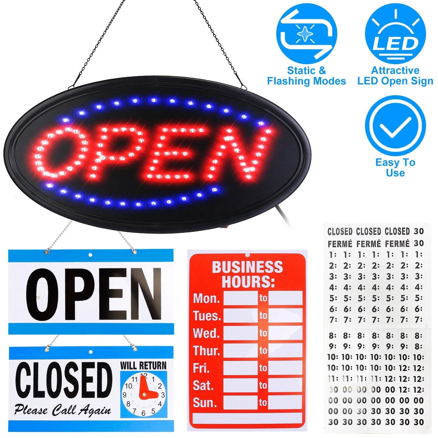 Skorter | Business Neon Open Sign Advertising Board with Steady Blinking Modes