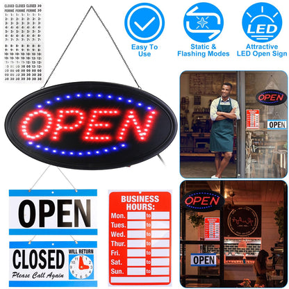 Skorter | Business Neon Open Sign Advertising Board with Steady Blinking Modes