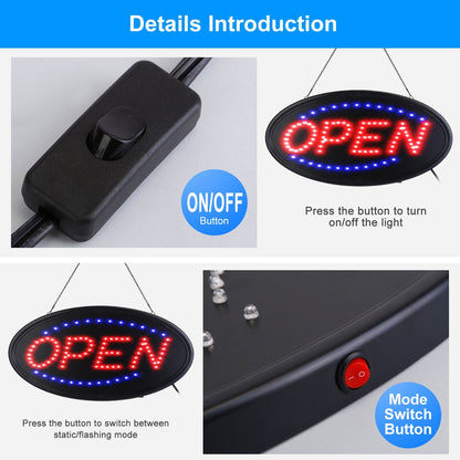 Skorter | Business Neon Open Sign Advertising Board with Steady Blinking Modes