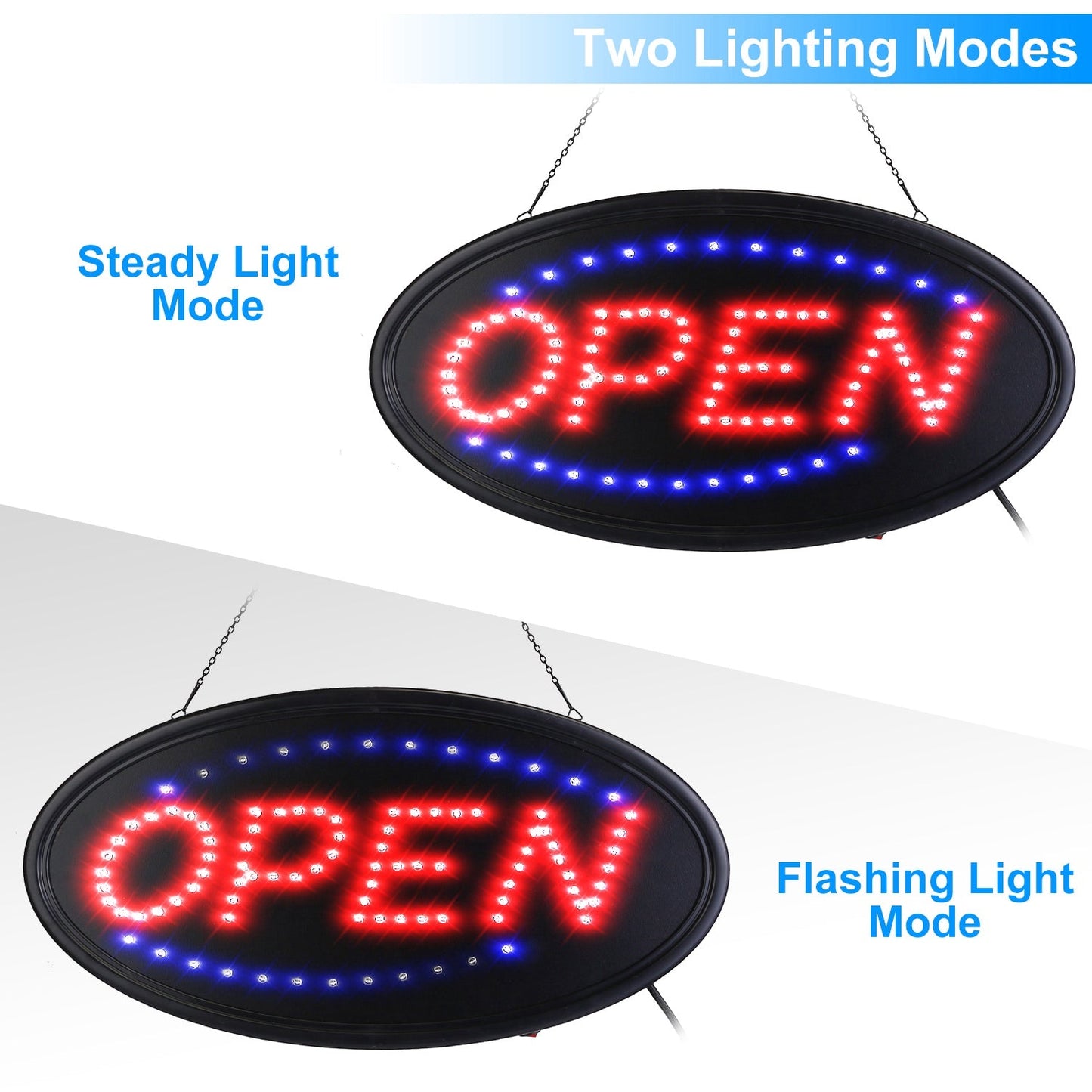 Skorter | Business Neon Open Sign Advertising Board with Steady Blinking Modes