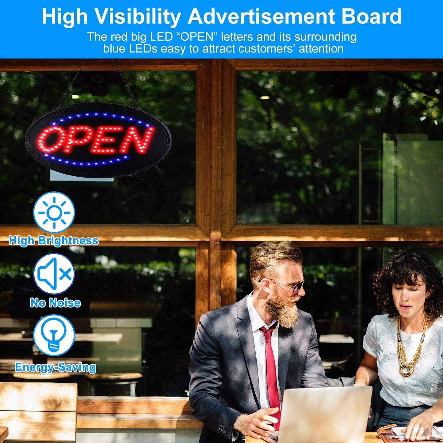 Skorter | Business Neon Open Sign Advertising Board with Steady Blinking Modes