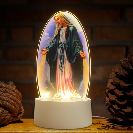 Skorter | SacredGlow - Virgin Mary Night Lamp with LED Acrylic Frame, USB Power