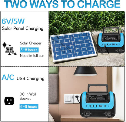Skørter | Portable solar generator with flashlight for home use camping emergency