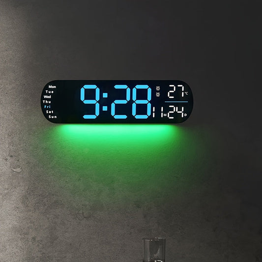 Skorter | LumoView - Slim LED Wall Clock with Temperature and Calendar
