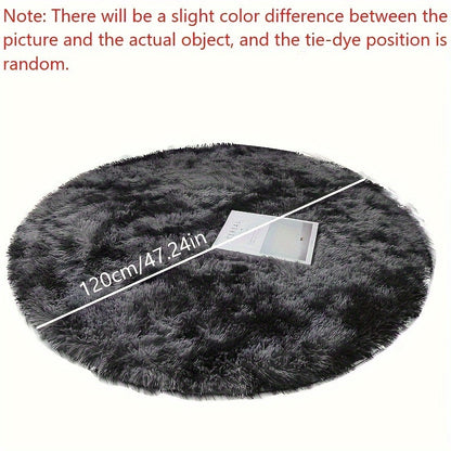 Skorter | 1pc Tie-dye Plushfiber Round Rug - Soft and Warm Decorative Mat for Living Room, Bedroom and Yoga