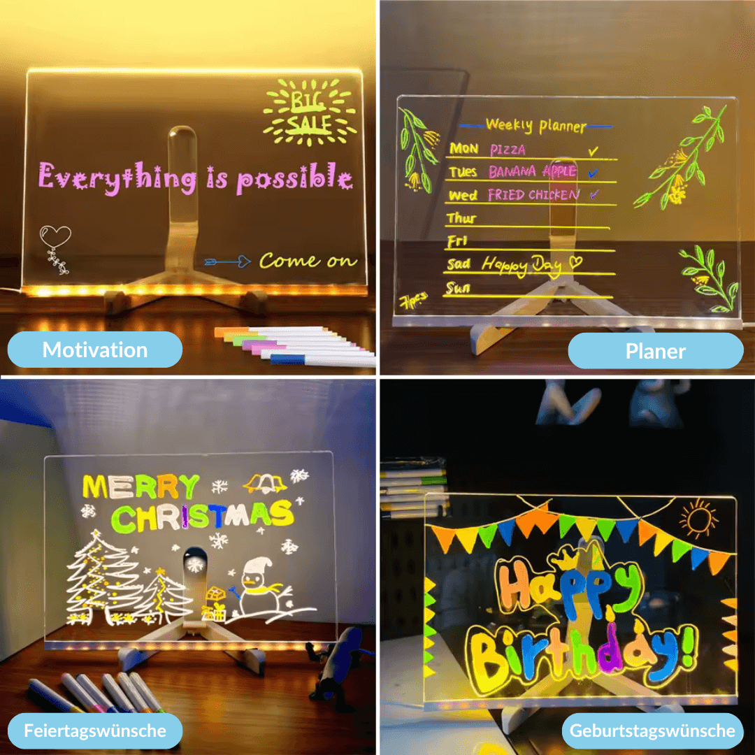 Skorter | Kiddli LED-ritbräda – Återanvändbar skrivbräda med ljuspenna