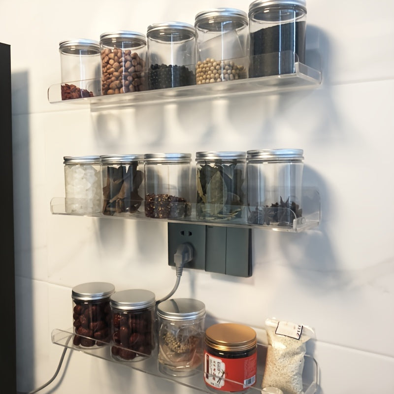 Skorter | Acrylic Shelf - Floating Hanging Shelf - Drill-Free Shower Shelf and Storage Shelf