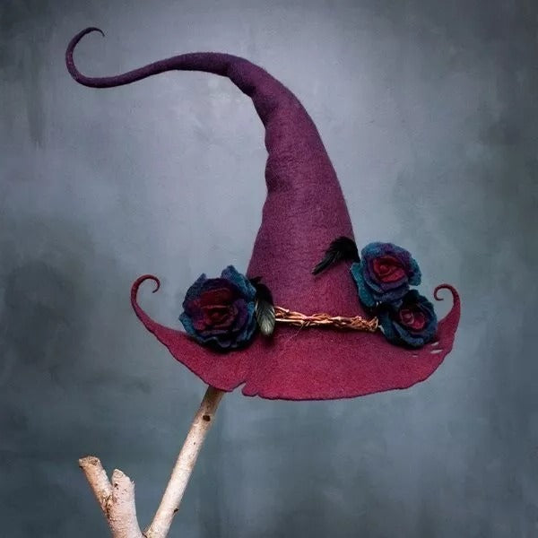 Skorter | HexaHat – Handmade Felt Witch Hat made of Merino Wool & Silk Chiffon