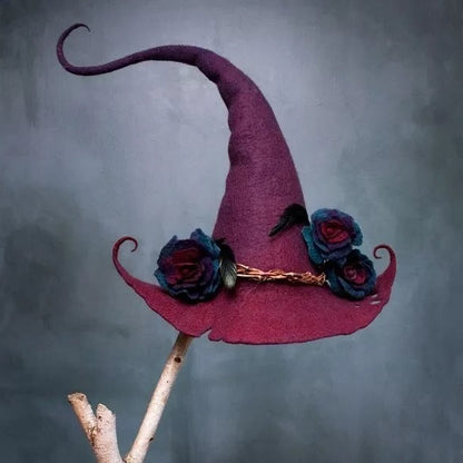 Skorter | HexaHat – Handmade Felt Witch Hat made of Merino Wool & Silk Chiffon