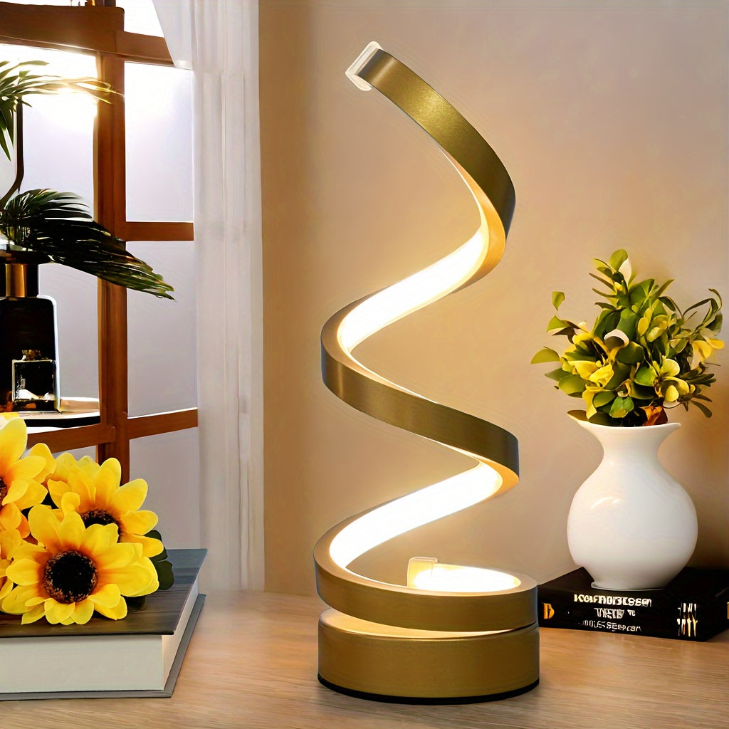 Skorter | Modern Spiral Table Lamp – Creative LED Desk Lamp with Gentle Warm Light, Perfect for Bedroom, Living Room, and Study Decor