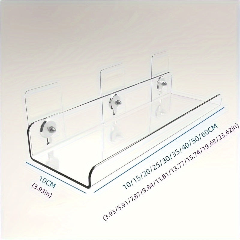 Skorter | Acrylic Shelf - Floating Hanging Shelf - Drill-Free Shower Shelf and Storage Shelf